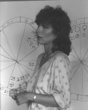 A photograph of the astrologer Liz Greene.