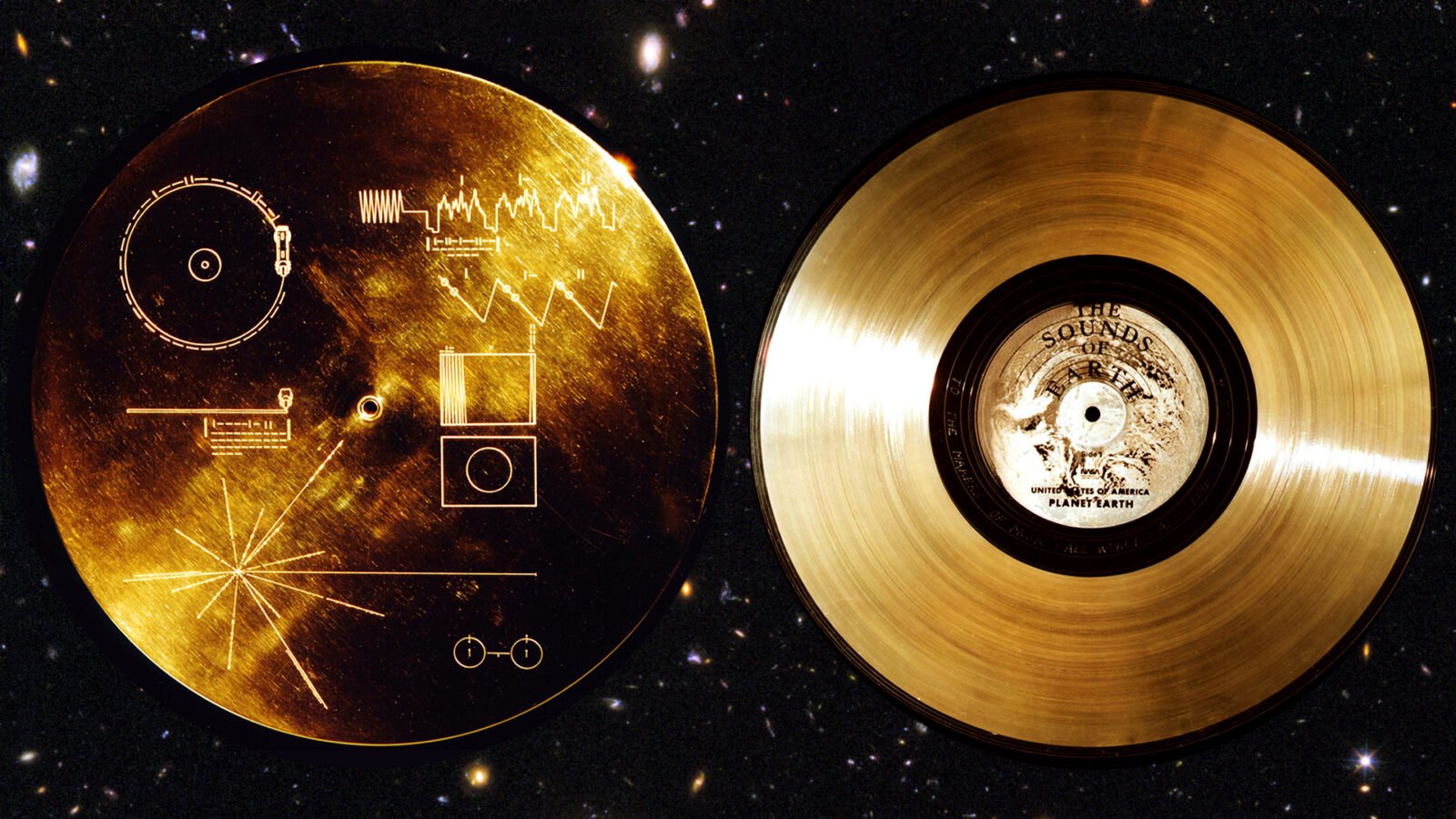 Carl Sagan with the Voyager Golden Record