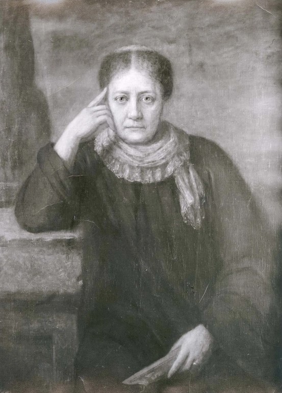Detail of an oil painting of Helena Blavatsky by Hermann Schmiechen, 1884.