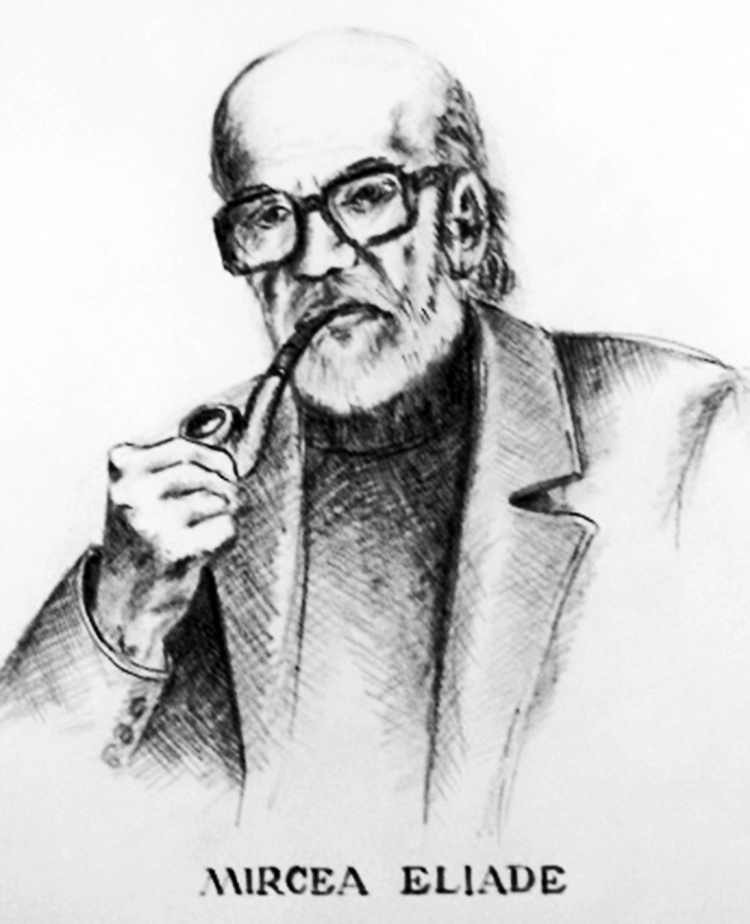 Sketch of Mircea Eliade by Alexandru Darida.