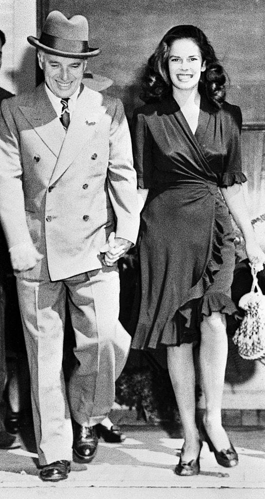 Charlie Chaplin and a young Oona O'Neill together.